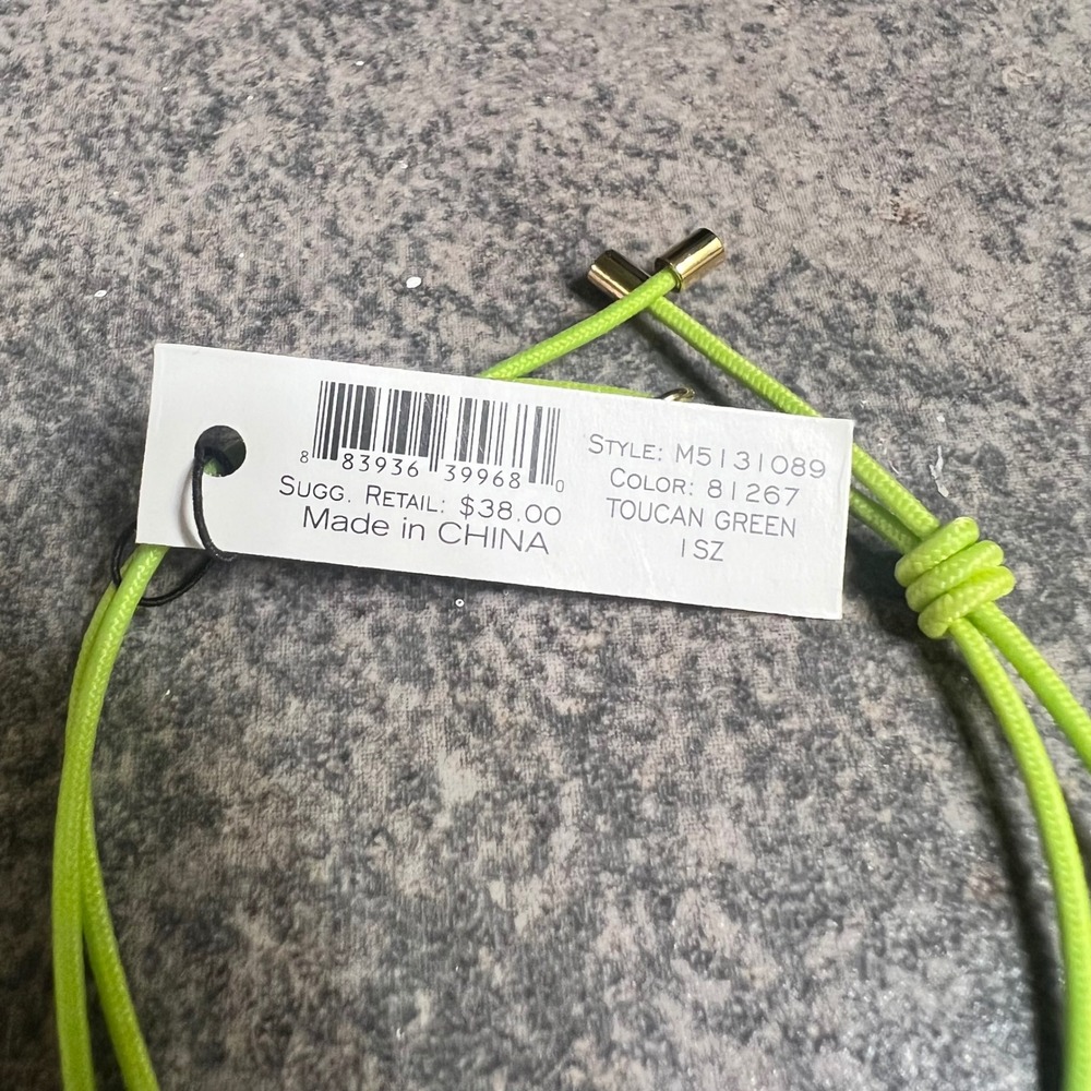 Marc by Marc Jacobs Neon Toucan Green Hex Nut Cord Bracelet M NEW - Picture 4 of 4